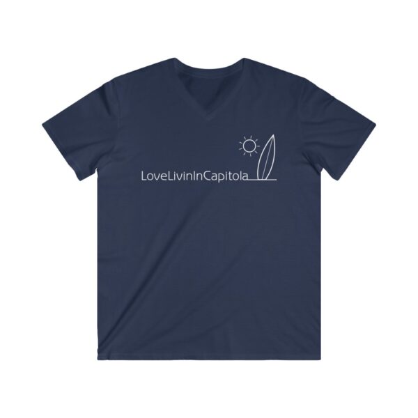 Men's Fitted V-Neck Short Sleeve Tee Love Livin In Capitola - Image 5
