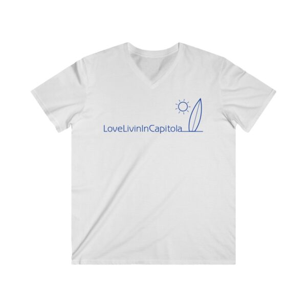 Men's Fitted V-Neck Short Sleeve Tee Love Livin In Capitola - Image 2