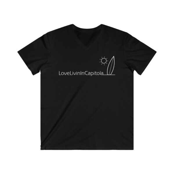 Men's Fitted V-Neck Short Sleeve Tee Love Livin In Capitola - Image 3