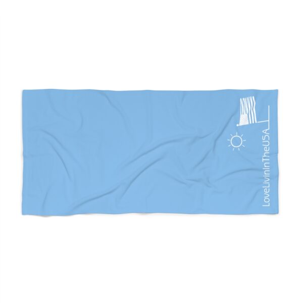 Beach Towel Light Blue Love Livin In The USA - Image 2