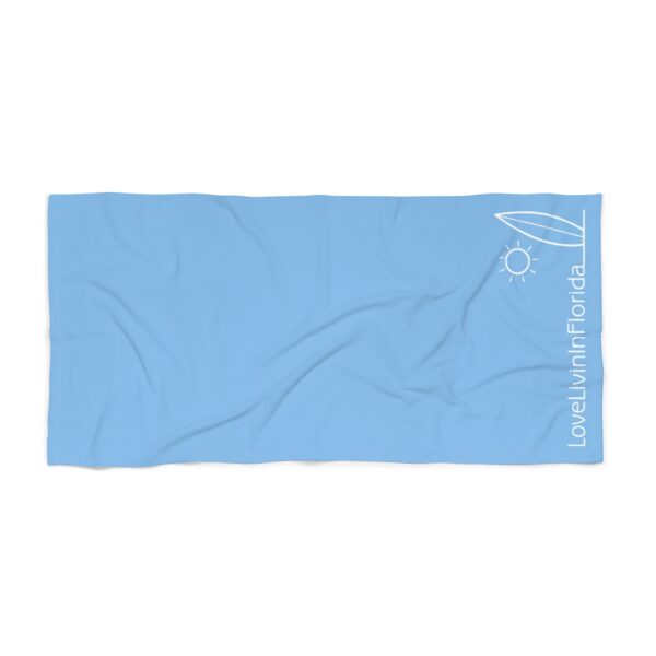 Beach Towel Light Blue Love Livin In Florida Surfboard - Image 2