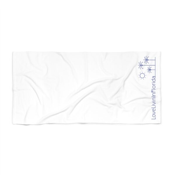 Beach Towel White Love Livin In Florida Palm Trees - Image 2