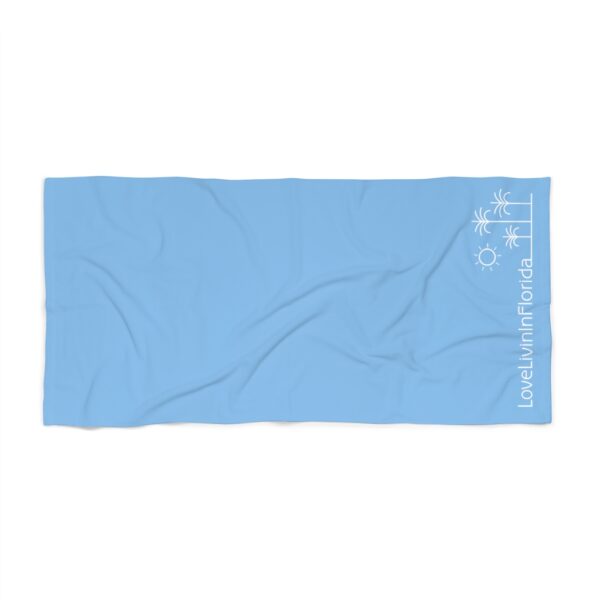 Beach Towel Light Blue Love Livin In Florida Palm Trees - Image 2